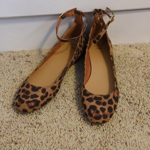 Gap Ankle Strap Leopard Print Flats